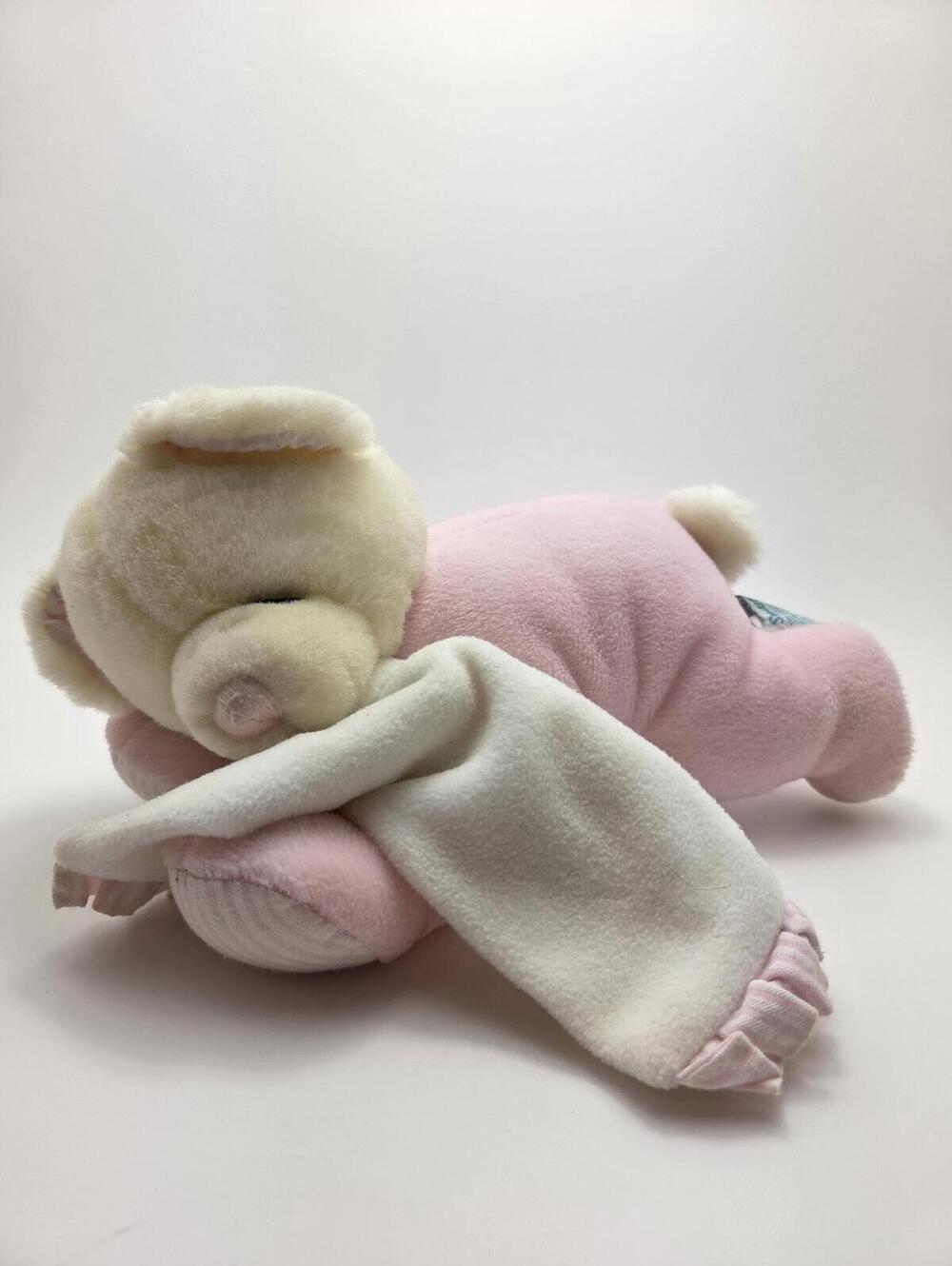 Russ Berrie "Sweet Dreams" Pink White Plush Bear Lovey Rattle (8 inch)